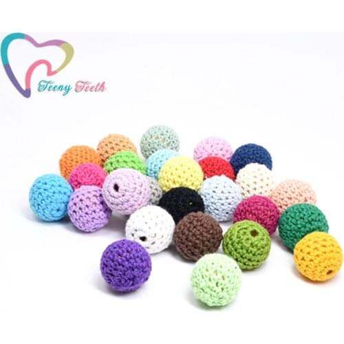 50 PCS 20 MM Wooden Crochet Beads Chewable Ball Beads DIY Wooden Teething Knitting Beads Jewelry Crib Sensory Toy Baby Teether