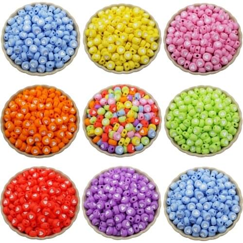 Candy Color 100PCS 7mm Hot Selling Fashion High Quality Acrylic Heart Shaped DIY Bead Making Bracelet Necklace