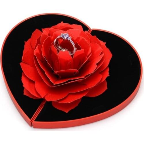 Love Heart Jewelry Storage Case Proposal Wedding Ring Display Holder Jewelry Box Ring Case Display Storage Box for a gift