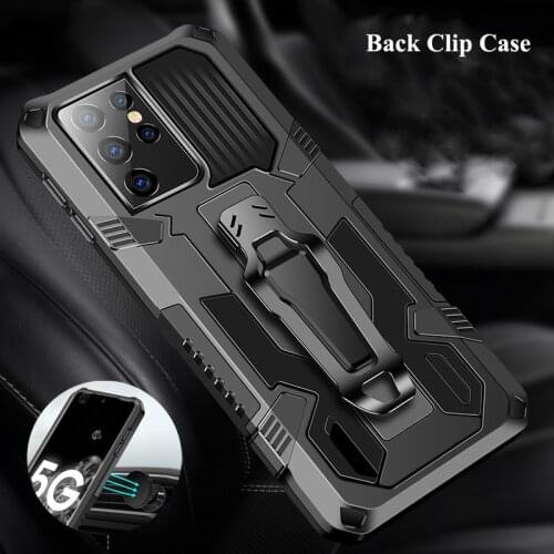For Samsung Galaxy S21 Ultra S21 Plus S20 A52 A72 5G Case Armor Anti-fingerprint Matte Clip Holder Phone Cover Funda Housing