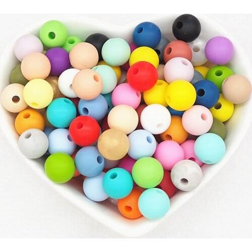 Chenkai 100pcs 12mm Silicone Teether Beads DIY Baby Chewing Pacifier Dummy Sensory Jewelry Toy Making Round Beads