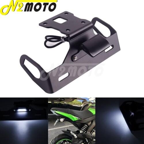 CNC Aluminum Motorcycle License Plate Holder w/ LED Light Taillight Mount License Plate Bracket For KAWASAKI Z125 2015-2018