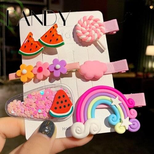 6 Pcs/Set Baby Hair Claws Clips Haarband Bows Baby Girl Hair Accessories Headband Girls Chiffon Cartoon Barrettes Hair Band
