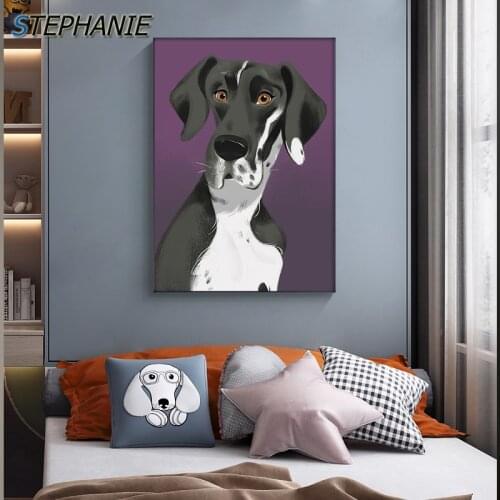 Simple Cute Animals Dog Canvas Painting Nursery Nordic Cartoon Cat Poster Print Wall Art Picture Girl Baby Kids Room Decoration