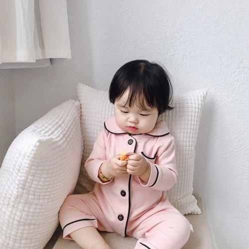 Korean Jumpsuit Newborn For Infant Baby Boy Girl Long Sleeve Lovely Cute Pajama Set Kids Baby Sleepwear BodySuit 0-24M