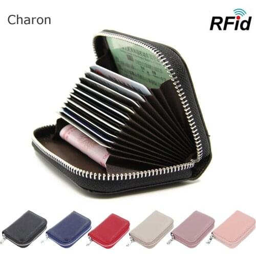 Leather Rfid Card Holder Purse Women Men Outdoor Wallet Large Capacity Id Credit Card Organizer Coin Purse Cards Case 2021 New
