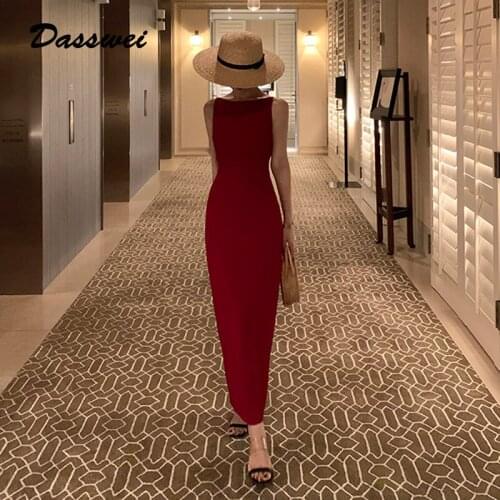 DASSWEI Fashion Summer Sleeveless Bodycon Dress Women Elegant Slash Neck Ruffles Midi Dresses Female Party Vestidos 2021 Vintage