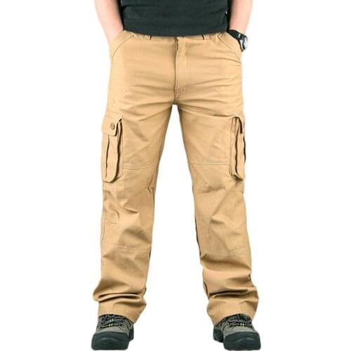 Fashion Men Pants Casual Solid Color Zipper Multi Pockets Sweatpants Cargo Long Pants Trousers Mens Clothing штаны мужские 2021