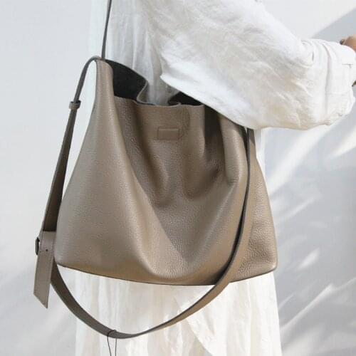 Fashion Large Capacity Totes Designer Handbags Luxury Genuine Leather Female Shoulder Crossbody Bags Big Bucket Bag Women Purses