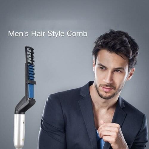 Mens Hair Comb Multifunctional Brush Beard Straightener Hair Straighten Straightening Comb Hair Curler Quick Hair Styler