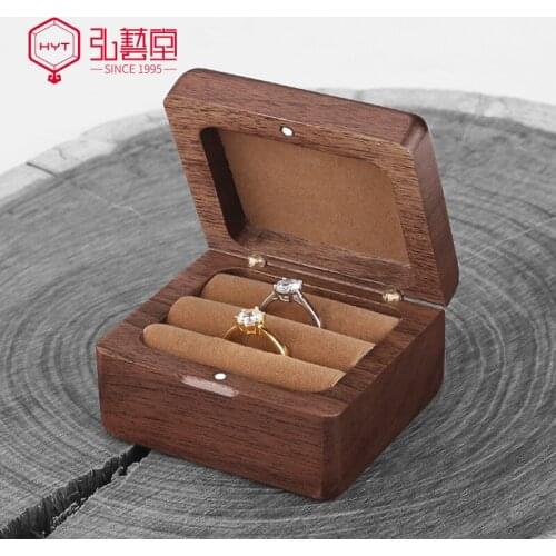 Portable Rosewood Ring Necklace storage box walnut box small solid wood ring jewelry box