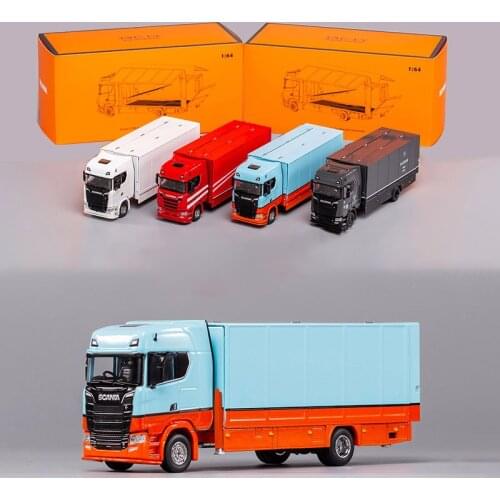 PreOrder) 1:64 Scale Scania S730 Enclosed Double-decker Transport Truck Simulation Alloy Container Truck Model Gift Display