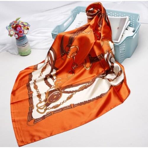 90*90cm Silk Chain Scarves Women Foulard Square Head Hijab Scarf Ladies Satiny Shawl wrap muffler pareo female hijab poncho