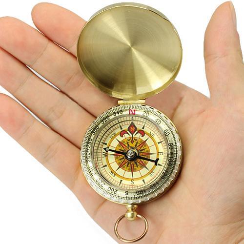 Luminous Pocket Watch Style Keychain Camping Hiking Compass Navigation Outdoor