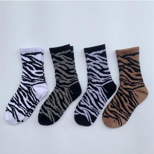 Warm Wool Student Girl Long Socks New Fashion Striped Women Long Socks Black White Harajuku Vintage Streetwear
