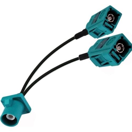 10pcs Fakra Z Male to 2 Fakra Z Female Connector RG174 GPS Antenna Y Extension Cable 15/20/30/50cm /1m