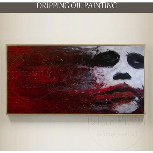 Horrible Wall Art Hand-painted Abstract Joker Face Oil Painting on Canvas Abstract Joker Painting Horrible Portrait Oil Painting