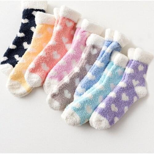 Candy Warm Lady Heart Cute Winter Kawaii Thick Casual Women Socks Fuzzy Fluffy Terry Warm Socks Short Cute Cotton Socks Female