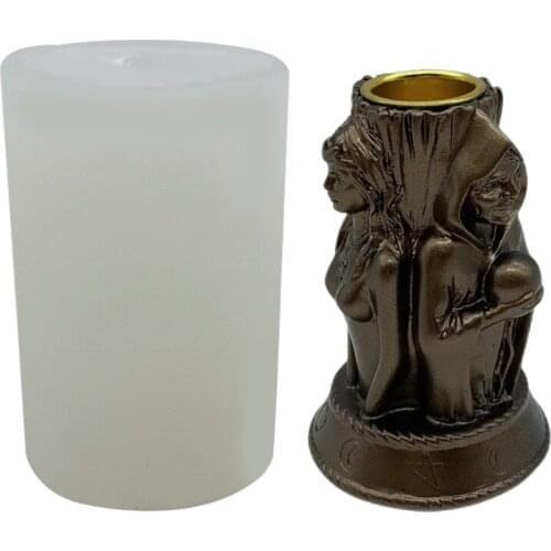 Witch Goddess Candle Holder Epoxy Resin Mold Concrete Plaster Casting Silicone Mould DIY Crafts Home Decorations Mold N2UE