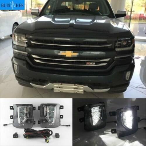 1Pair LED Daytime Running Lights For chevrolet Silverado 1500 2016 2017 2018 DRL Relay Daylight foglamp assembly