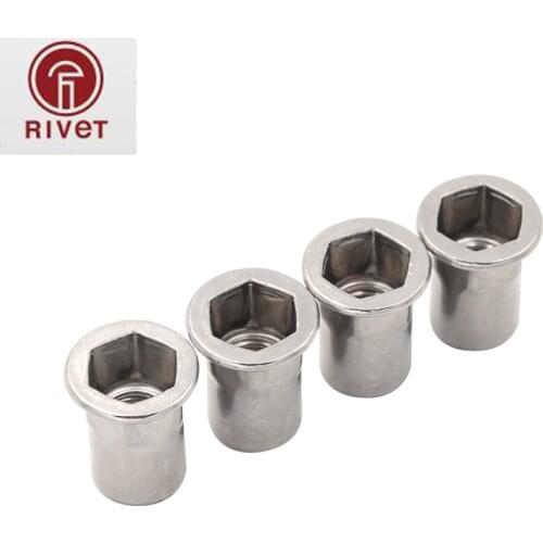 100 PCS M3/M4/M5/M6/M8/M10 Stainless Steel Half Semi Hex Hexagon Flat Head Rivet Nut Blind rivet Rivet Nut Insert Nutsert