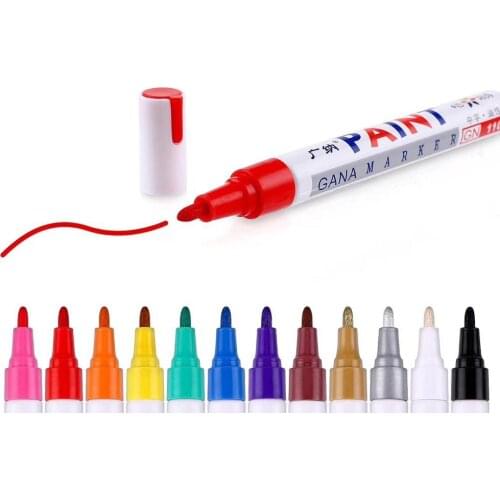 12 colors set Waterproof Car Tyre Tire Tread Rubber Metal Permanent Paint Marker pen Graffti Oily Marker pen Stationery Supplies