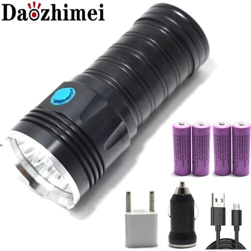 2020 New18 x XML-T6 LED Super Bright Torch Flash Lamp Flashlight with USB and Micro Charging Port for 4x18650 Battery