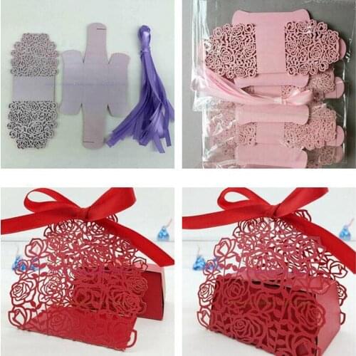 50Pcs Candy Boxes Baby Shower Wedding Candy Box with Ribbon Birthday Party Gift Boxes Wedding Favors boxes Wedding Decoration 8Z