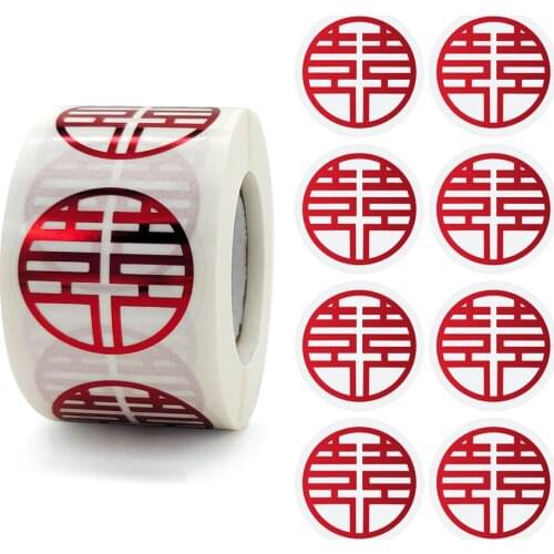 500pcs Labels Transparent Red Foil Stickers For Wedding Pretty Gift Cards Envelope Sealing Label Stickers
