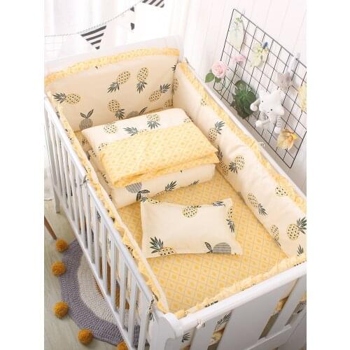 Promotion! 6/9PCS pineapple Baby Kit Crib Cot Bedding Sets Cot Bumpers Sheet Dust Ruffle baby blanket whole set