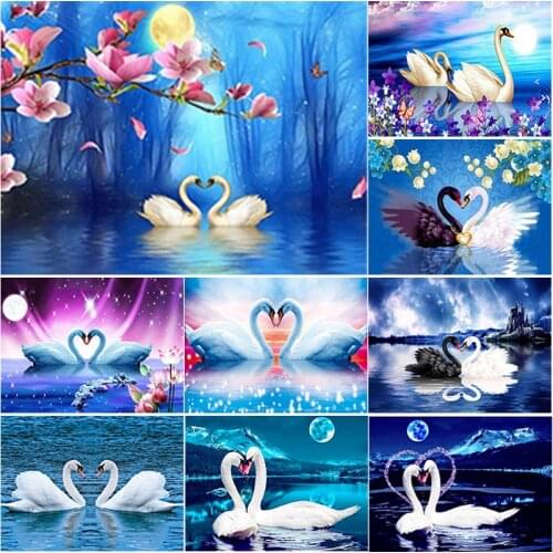 5D DIY Swan Landscape Diamond Painting Swan Lake Diamond Embroidery Cross Stitch Full Square Round Drill Home Decor Manual Gift