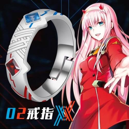 Anime Darling in the franxx ZERO TWO 02 925 Sterling Silver Ring Jewelry Adjustable Unisex Cosplay Xmas Gift