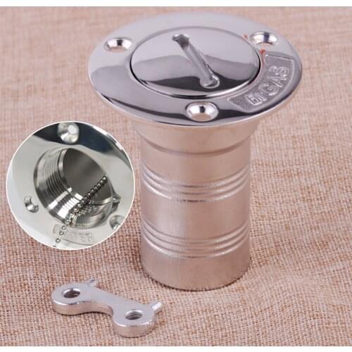 Car 1.5inch Silver Stainless Steel Boat Yachts Marine Campervans Trucks Deck Gas Fuel Tank Filler With Cap And Key Accessories