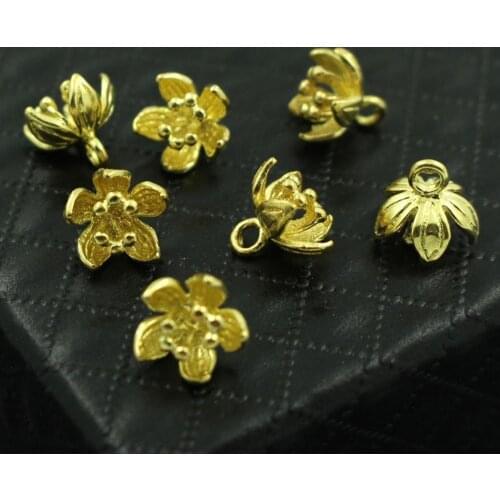 50pcs Plum Flower Stamens with Ball Pins Pendant Charms High Quality Metal Gold Silver Color DIY Supplies Jewelry Accessories