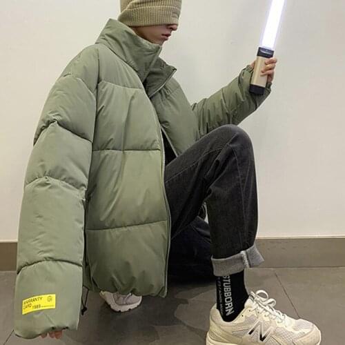 Black Warm Thick Turtleneck Parkas Casual Coats Jackets Men Winter Short Loose Zipper Elastic Outerwear Overcoat Grey Green