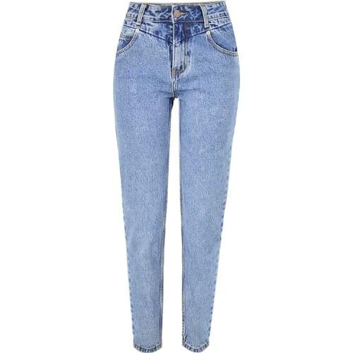 High Waist Jeans Women Ankle-Length Cowboy Light Wash Streetwear Cotton Blue Straight Denim Pants Spring 2021 Womens Clothing