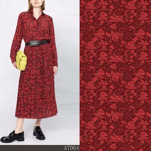 Crepe De Chine Printed Fabric Thousand Feather Princess Womens Dress Skirt Material by Meter Cloth for Sewing Home Textile