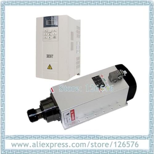 4 ceramic bearing spindle motor 7.5KW ER32 Air cooled spindle motor 18000RPM + 7.5kw AC220V/AC380V Frequency VFD Inverter