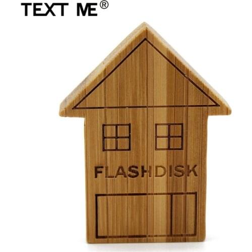 TEXT ME creative Carbonized bamboo house 64GB usb flash drive pen drive 4GB 8GB 16GB 32GB usb2.0 pendrive