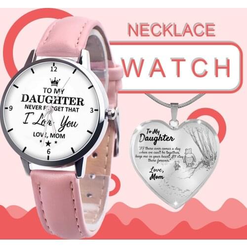 FORSEVEN Personalized Watches For Girls To My Daughter Quartz Wristwatch With Faux Leather Strap Special Gifts From Mom