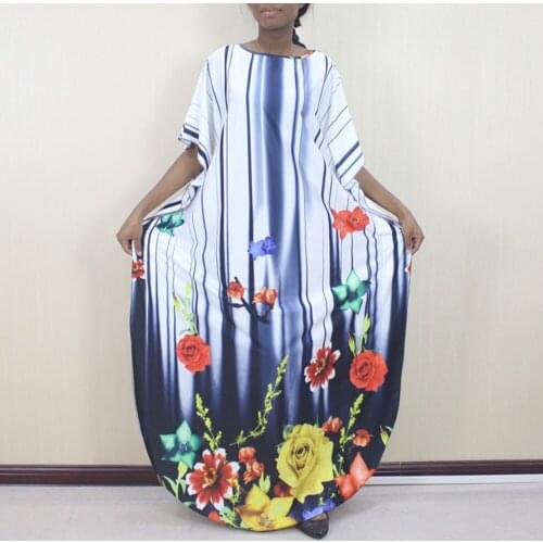 African Dresses For Women Spring Autumn Muslim Long Maxi Dress High Quality Fashion Batwing Sleeve Floral Dress