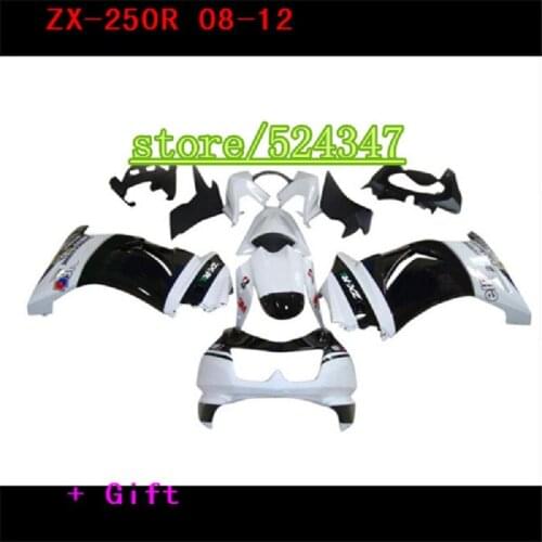 ZX 250R 2008-2014 Fairing kit for Kawasaki Ninja ZX250R 08 09-14 ZX250R 2010-2011-2012-2013-2014 white black Fairings set