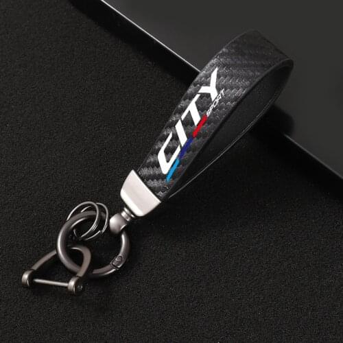 Leather Car KeyChain 360 Degree Rotating Horseshoe Key Rings for honda city Accessories Car styling
