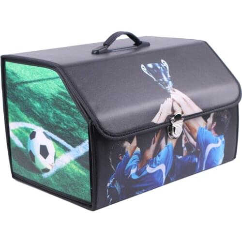 Creative Car Trunk Storage Box PU Leather Car Organizer Bag Football Printing Folding Storage Box Stowing Tidying Auto Interior