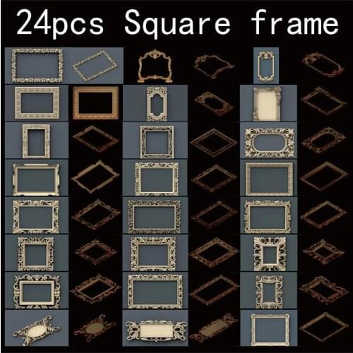 24pcs/set Square frame 3d model STL relief for cnc STL format frame 3d Relief Model STL Router 3 axis Engraver ArtCam
