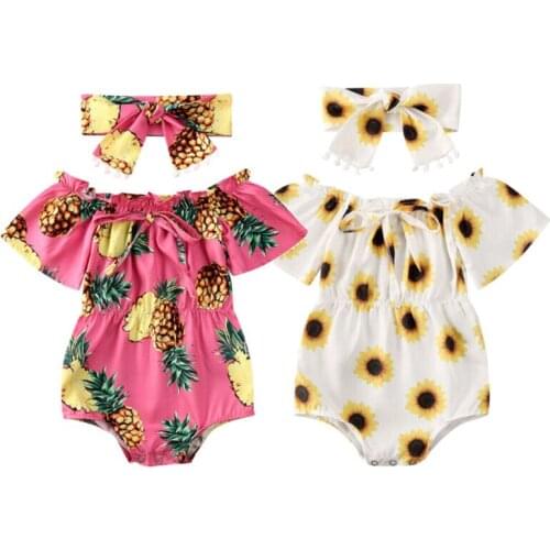 Newborn Baby Girl Summer Clothes Flower 2Pcs Set Outfits 0-24M