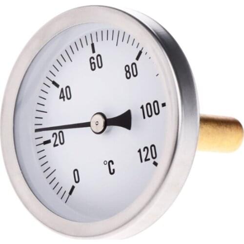 63mm Dial Horizontal Thermometer Aluminum Temperature Gauge Meter Liquid Water