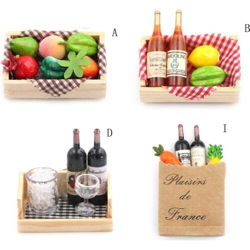 Mini 1:12 Wine Bottles Fruit Box Candy Food Toy Dollhouse Miniature Match For Collectible Gift