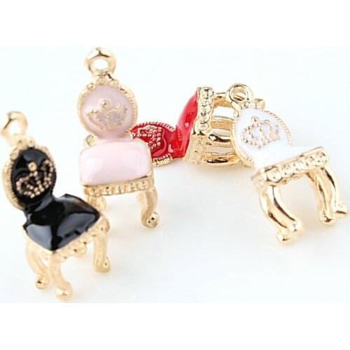 MRHUANG 10pcs/lot 3D Crown Chair Enamel Charms Alloy Pendant fit bracelets DIY Jewelry Accessories 10*26mm