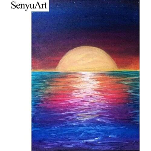 SenyuArt 5d Diy Diamond Paitings Full Drill Kits Cross-Stitch Picture Sunset Scenery Mosaic Anime Decoration Paint with Diamonds